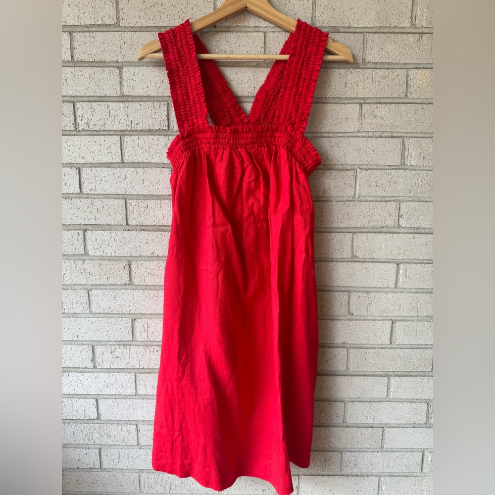 Everlane Red Mini Sundress with Smocked Straps